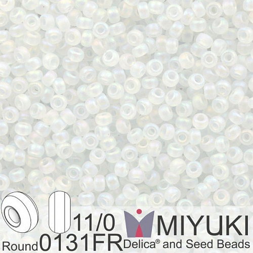 Korálky Miyuki Round 11/0. Barva 0131FR Matte Crystal AB . Balení 5g