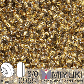 Korálky Miyuki Round 8/0. Barva 0955 24kt Gold Lined Pale Gray. Balení 3g