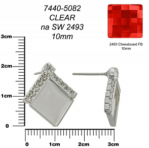 NÁUŠNICE puzeta na SWAROVSKI Chessboard FB 10mm . Barva stříbrná. 