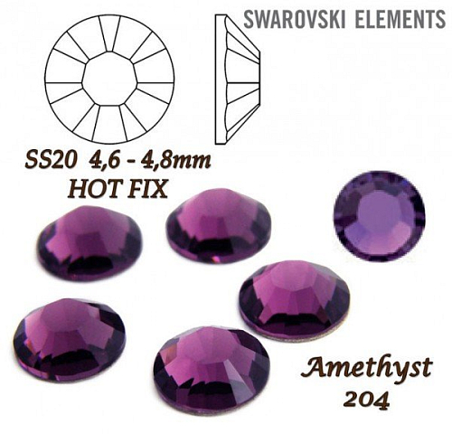 SWAROVSKI xirius rose HOT-FIX velikost SS20 barva AMETHYST