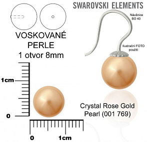 SWAROVSKI 5818 Voskované Perle 1otvor barva 769 CRYSTAL ROSE GOLD PEARL velikost 8mm.