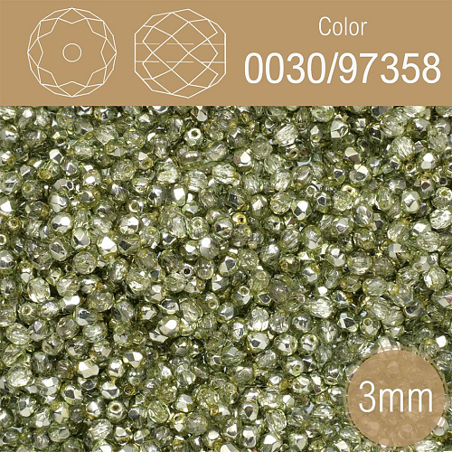 Korálky BROUŠENÉ 3mm. Barva 0030/97358.Průhledná zelená. Balení 150Ks.