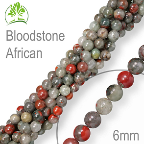 Korálky z minerálů Bloodstone African přírodní polodrahokam. Velikost pr.6mm. Balení 12Ks.