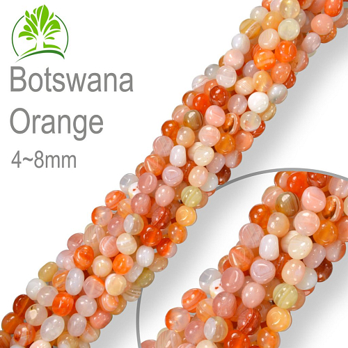 Korálky z minerálů Nugets velikost 4-8mm Botswana Orange. Balení 40cm.