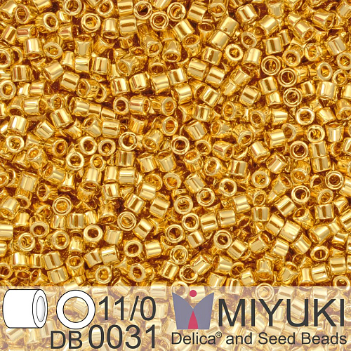 Korálky Miyuki Delica 11/0. Barva 24kt Gold Plated  DB0031. Balení 3g.