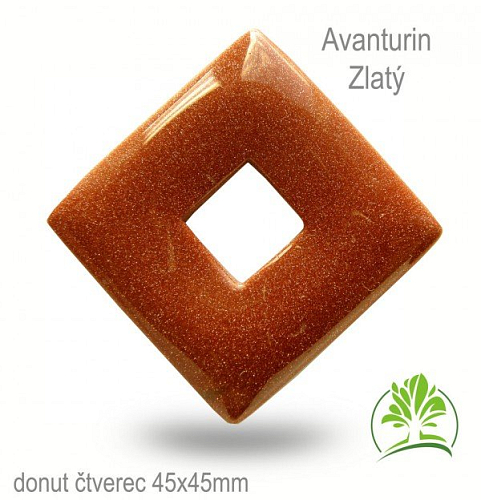 Avanturin hnědozlatý (syntetický) donut-čtverec 45x45mm tl.7mm.