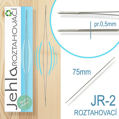 Jehla ROZTAHOVACÍ ozn.-JR-2. Délka 75mm. Průměr 0,5mm.