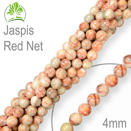 Korálky z minerálů Jaspis Red Net  přírodní polodrahokam. Velikost pr.4mm. Balení 18Ks.