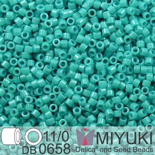 Korálky Miyuki Delica 11/0. Barva Dyed Op Turquoise Green  DB0658. Balení 5g.