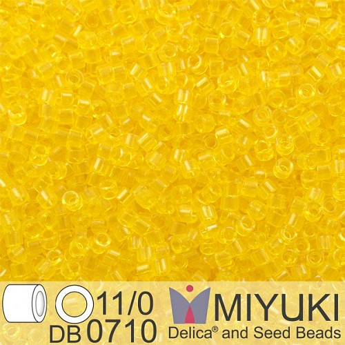 Korálky Miyuki Delica 11/0. Barva Tr Yellow  DB0710. Balení 5g.