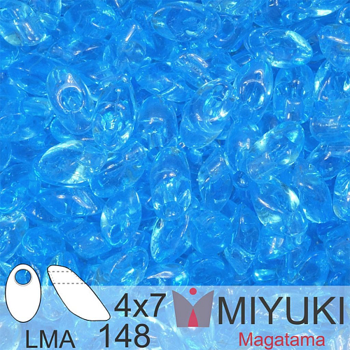 Korálky MIYUKI tvar Long MAGATAMA velikost 4x7mm. Barva LMA-148 Transparent Aqua. Balení 5g.