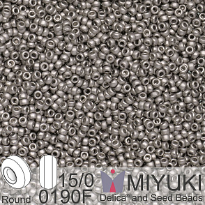 Korálky Miyuki Round 15/0. Barva 0190F Matte Nickel Plated . Balení 3g.