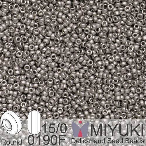 Korálky Miyuki Round 15/0. Barva 0190F Matte Nickel Plated . Balení 3g.