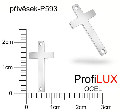 Přívěsek Chirurgická Ocel ozn-P593 KŘÍŽEK velikost 10x20mm tl.1.2mm. Řada přívěsků ProfiLUX