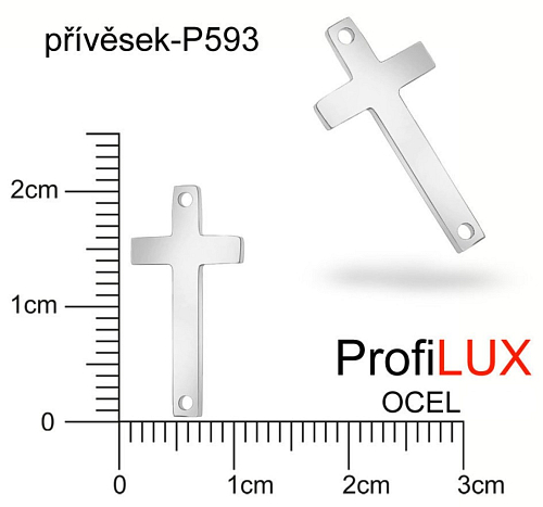 Přívěsek Chirurgická Ocel ozn-P593 KŘÍŽEK velikost 10x20mm tl.1.2mm. Řada přívěsků ProfiLUX