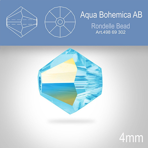 PRECIOSA Bicone MC BEAD (sluníčko) velikost 4mm. Barva AQUA BOHEMICA  Aurore Boreale. Balení 31ks .