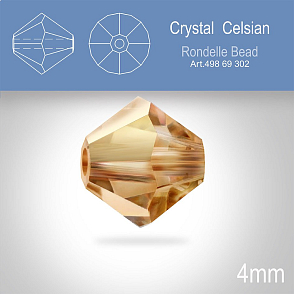 PRECIOSA Bicone MC BEAD (sluníčko) velikost 4mm. Barva CRYSTAL CELSIAN. Balení 30ks .