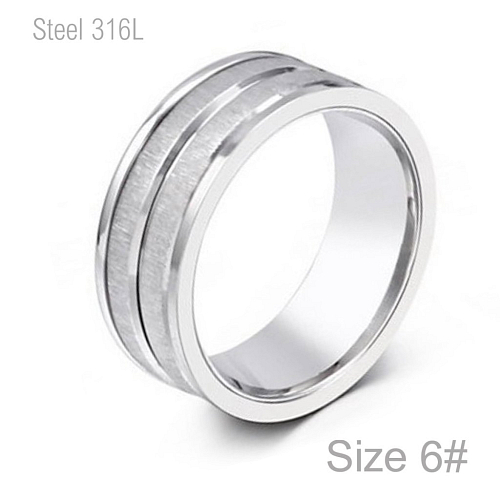 Prsten z chirurgické ocele P 235 jako jednoduchý prstýnek s linkami o velikosti 6