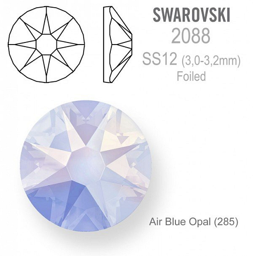 SWAROVSKI 2088 XIRIUS FOILED velikost SS12 barva Air Blue Opal 