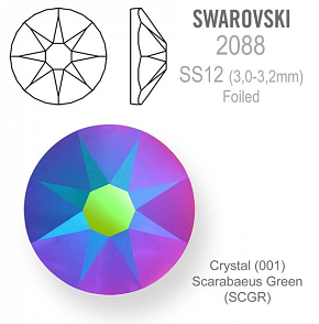 SWAROVSKI 2088 XIRIUS FOILED velikost SS12 barva Crystal Scrabaeus Green 