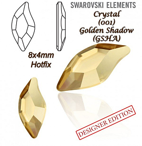 SWAROVSKI HOT-FIX 2797 tvar DIAMOND LEAF FB velikost 8x4mm barva CRYSTAL GOLDEN SHADOW 