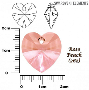 SWAROVSKI Heart Pendant barva ROSE PEACH velikost 18x17,5mm.