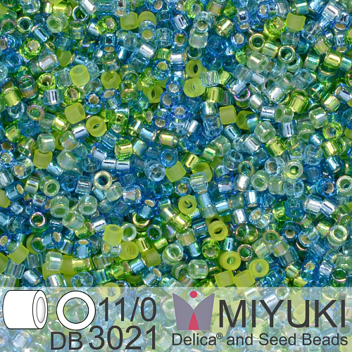 Korálky Miyuki Delica 11/0. Barva Electric Blue Lagoon  Mix DB3021. Balení 5g.