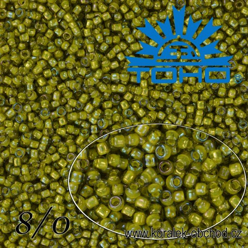 Korálky TOHO tvar ROUND (kulaté). Velikost 8/0. Barva č. 246-Inside-Color Luster Black Diamond/Opaque Yellow Lined . Balení 10g.