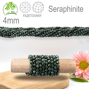 Korálky z minerálů Seraphinite Fazetovaný přírodní polodrahokam. Velikost pr.4mm. Balení 95Ks.