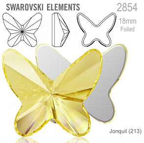 SWAROVSKI 2854 Butterfly Flat Back Foiled velikost 18mm. Barva Jonquil 