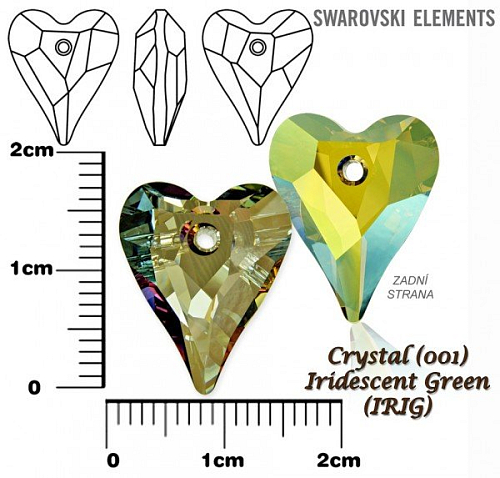 SWAROVSKI ELEMENTS Wild Heart Pendant barva Crystal (001) Iridescent Green (IRIG) velikost 17mm. 