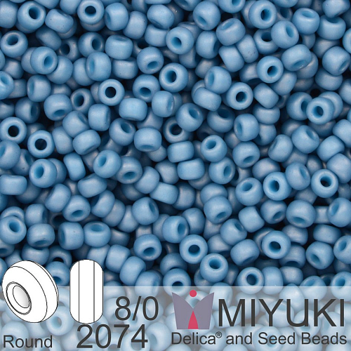 Korálky Miyuki Round 8/0. Barva 2074 Matte Opaque Pale Denim Luster. Balení 5g
