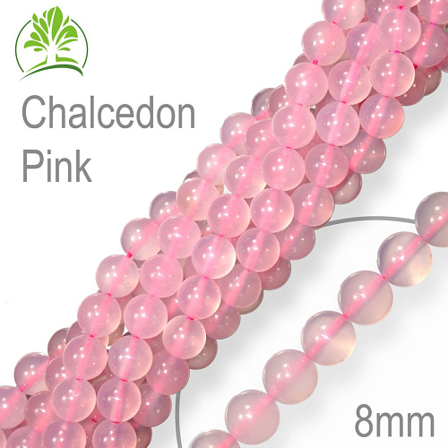 Korálky z minerálů Chalcedon Pink Velikost pr.8mm. Balení 10Ks.