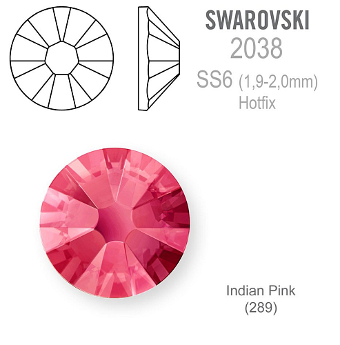 Swarovski XILION Rose HOT-FIX velikost SS6 barva Indian Pink (289)