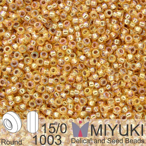 Korálky Miyuki Round 15/0. Barva 1003 S/L Gold AB. Balení 5g