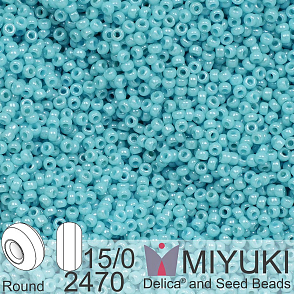 Korálky Miyuki Round 15/0. Barva 2470 Opaque Turquoise Green Luster. Balení 5g.