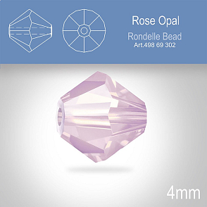 PRECIOSA Bicone MC BEAD (sluníčko) velikost 4mm. Barva ROSE OPAL. Balení 30ks .