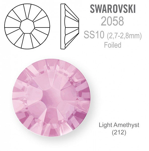 SWAROVSKI 2058 XILION Rose FOILED velikost SS10 barva Light Amethyst