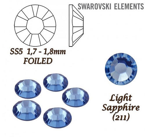 SWAROVSKI 2058 XILION FOILED velikost SS5 barva LIGHT SAPPHIRE 