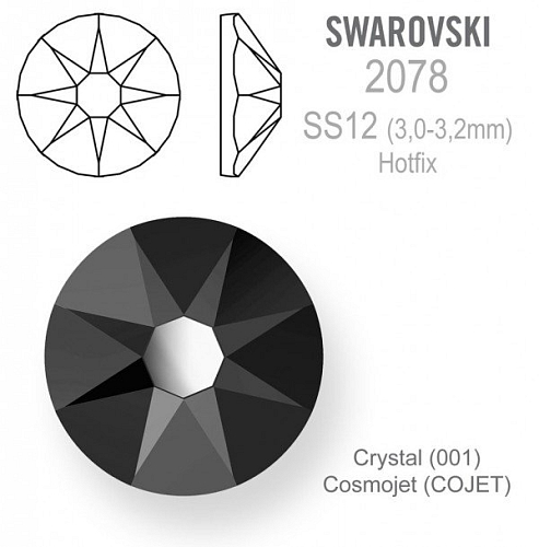 SWAROVSKI xirius rose HOTFIX 2078 velikost SS12 barva Crystal Cosmojet 