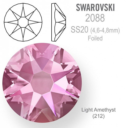 SWAROVSKI 2088 XIRIUS FOILED velikost SS20 barva Light Amethyst
