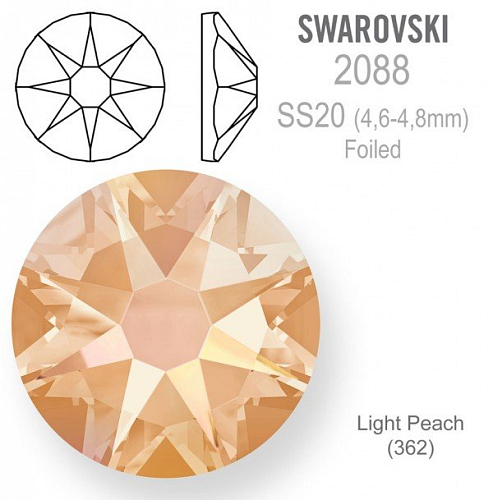 SWAROVSKI 2088 XIRIUS FOILED velikost SS20 barva Light Peach 