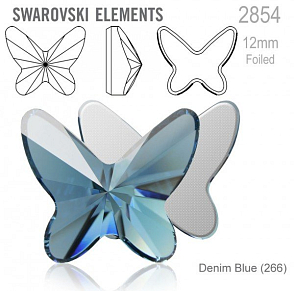 SWAROVSKI 2854 Butterfly Flat Back Foiled velikost 12mm. Barva Denim Blue 