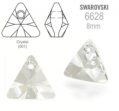 Swarovski 6628 XILION Triangle Pendant 8mm. Barva Crystal (001).