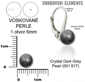 SWAROVSKI 5818 Voskované Perle 1otvor barva 617 CRYSTAL DARK GREY PEARL velikost 6mm. 