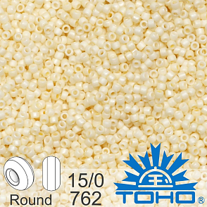 Korálky TOHO tvar ROUND (kulaté). Velikost 15/0. Barva 762 Opaque-Pastel-Frosted Egg Shell. Balení 5g.