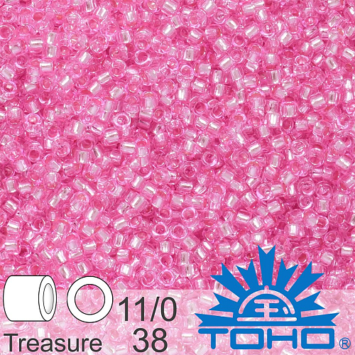 Korálky TOHO tvar TREASURE (válcové). Velikost 11/0. Barva č. 38-Silver-Lined Pink . Balení 5g.
