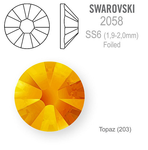 SWAROVSKI FOILED velikost SS6 barva TOPAZ