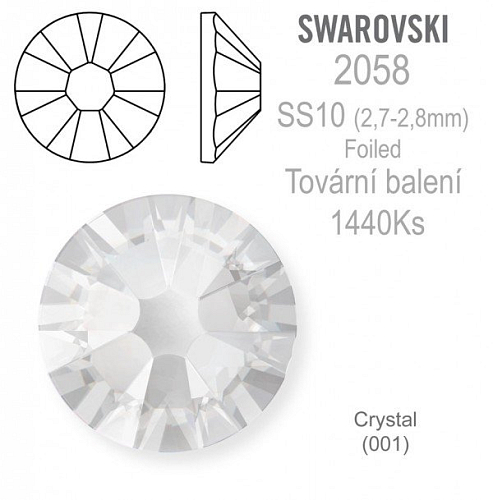 Swarovski XILION Rose FOILED 2058 velikost SS10 barva Crystal tovární balení
