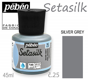 BARVY na HEDVÁBÍ barva stříbrná č.25.Výrobce PEBEO 45ml.